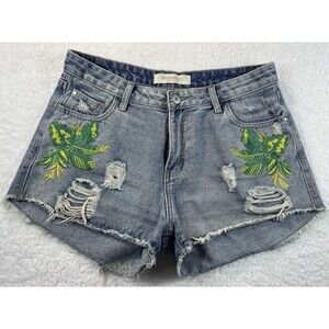 Les Soeurs Shorts Womens Sz L Embroidered  Cut-off Festival Distressed Island